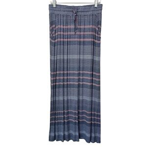 Design History Navy Stripe Nautical Flowy Maxi Skirt, Medium